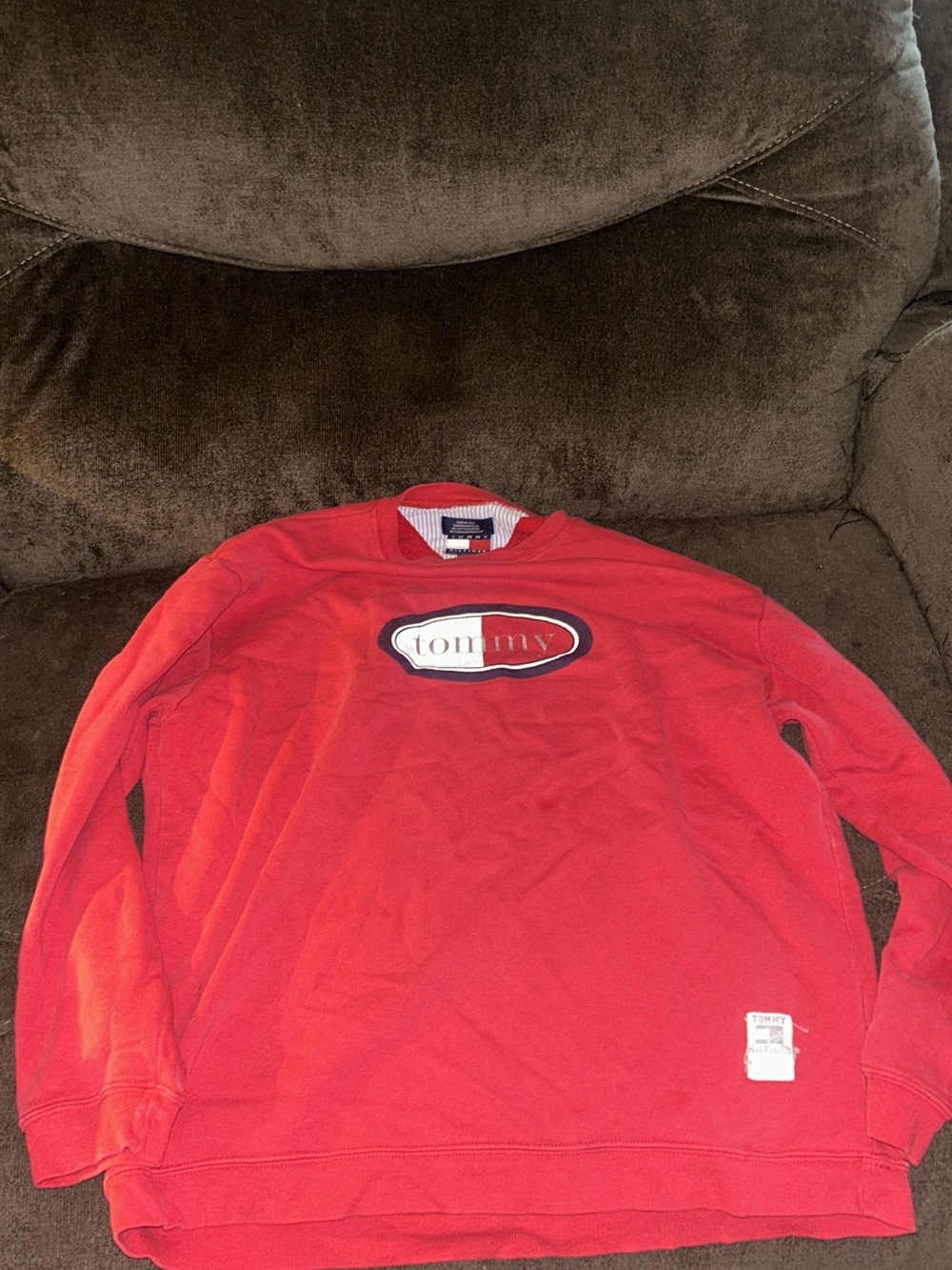 Tommy Hilfiger Red Logo Crewneck Sweatshirt